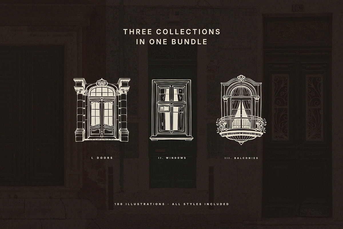 100 Architectural Door Illustrations, an Object Illustration by KetteCreate (Photo 4 of 14)