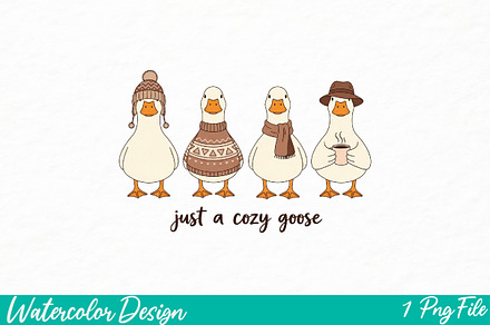 Just A Cozy Goose Png, an Illustration by Watercolor design