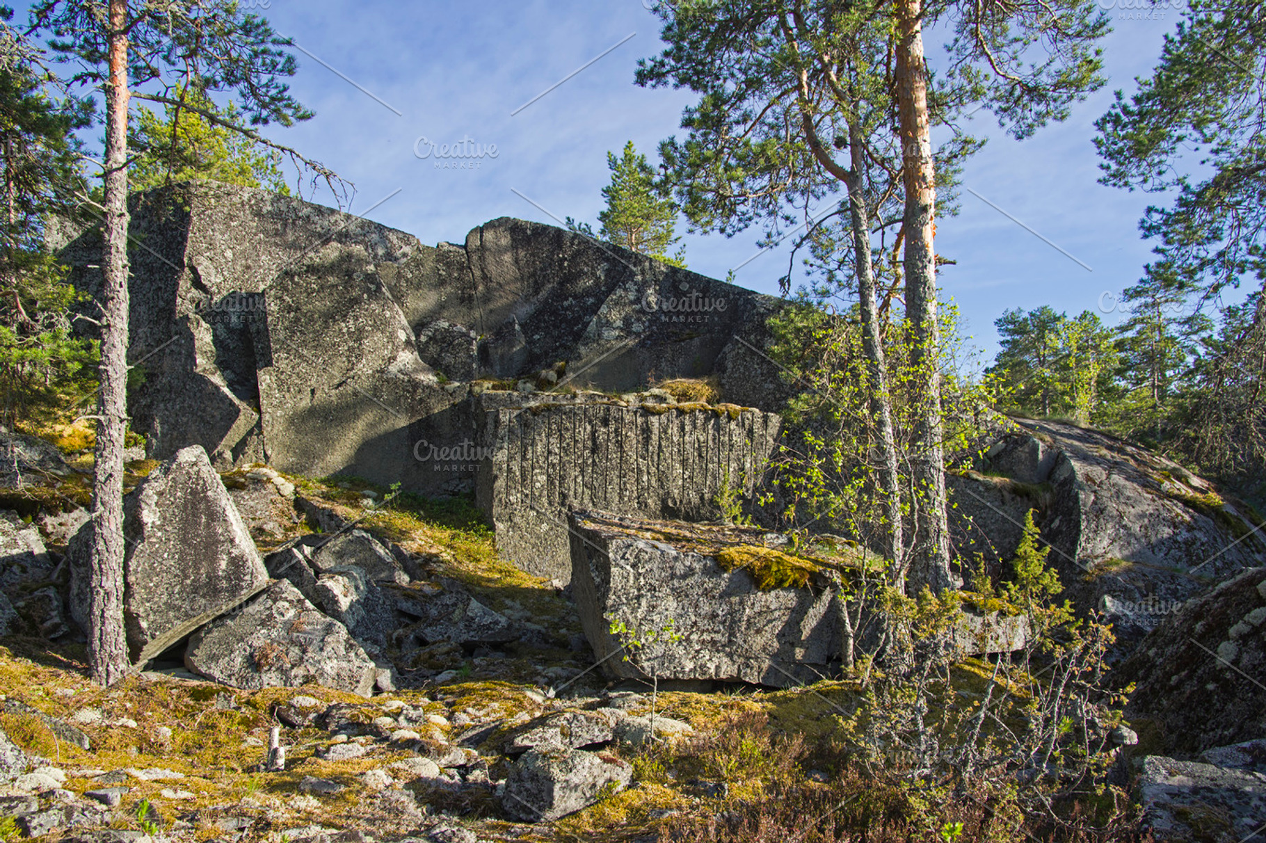 Old abandoned quarry containing quarry, block, and lump, a Nature Photo by possum