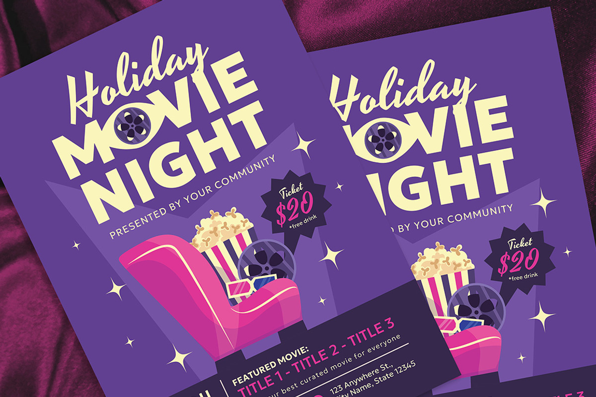 Fun Movie Night Flyer, a Flyer Template by Gumico Studio. (Photo 3 of 3)