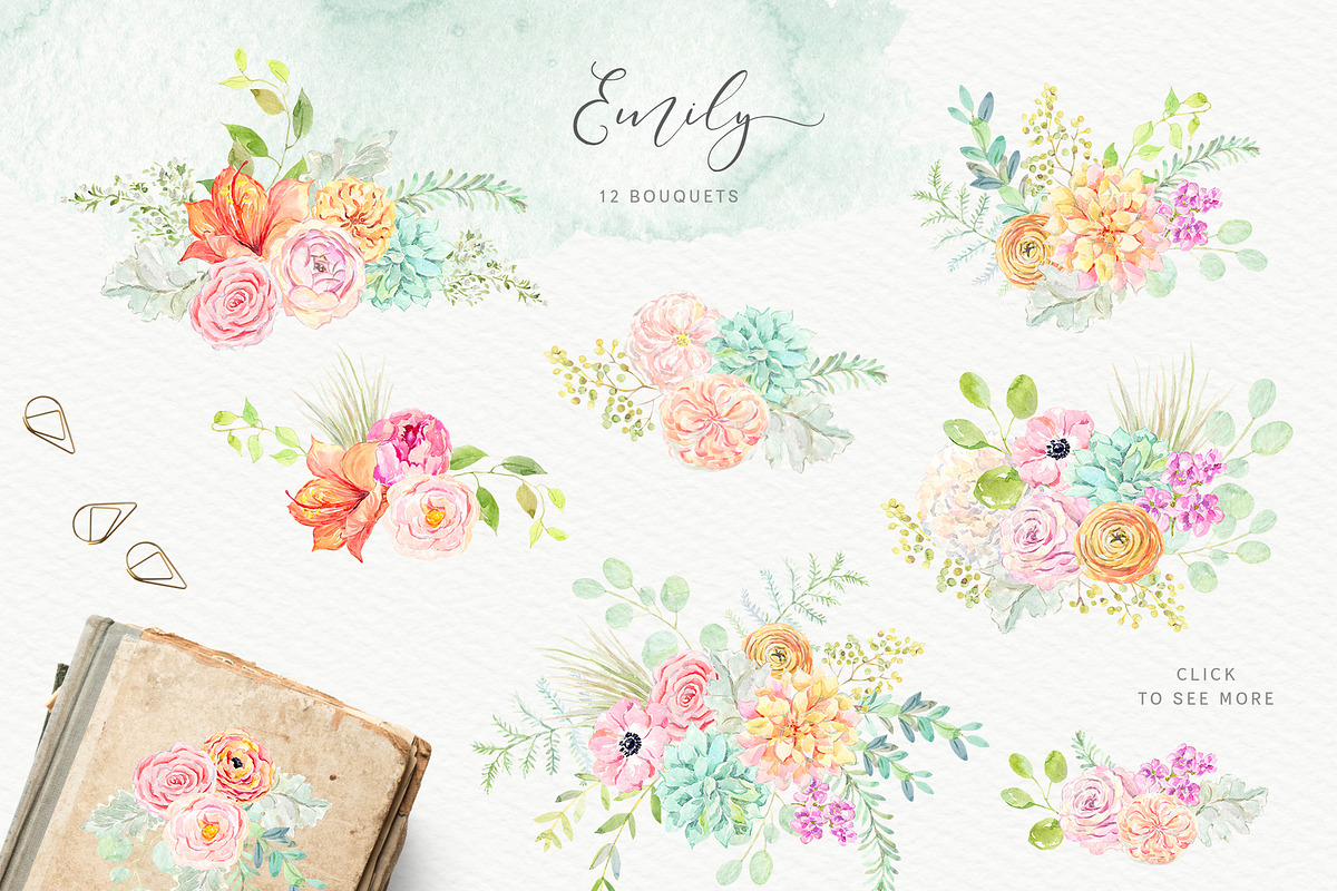 Emily. Watercolor floral collection, an Illustration by OJardin (Photo 2 of 7)