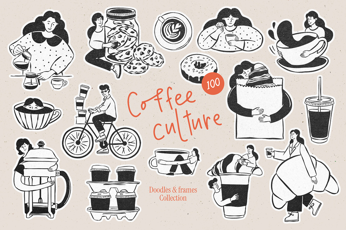 Naive coffee and pastry doodles, an Object Graphic by DesignThatMatters (Photo 1 of 14)