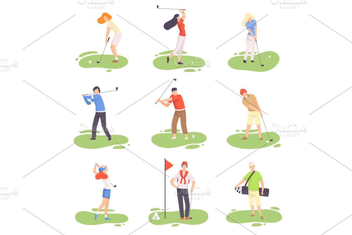 People Playing Golf Set, Male and, a Sport Illustration by TopVectors