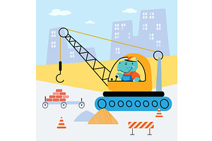 Animal construction poster. Cartoon, an Illustration by Valerie Bodnar