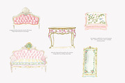 watercolor rococo coquette clipart, a Decorative Illustration by Patishop Art (Thumbnail 2 of 9)