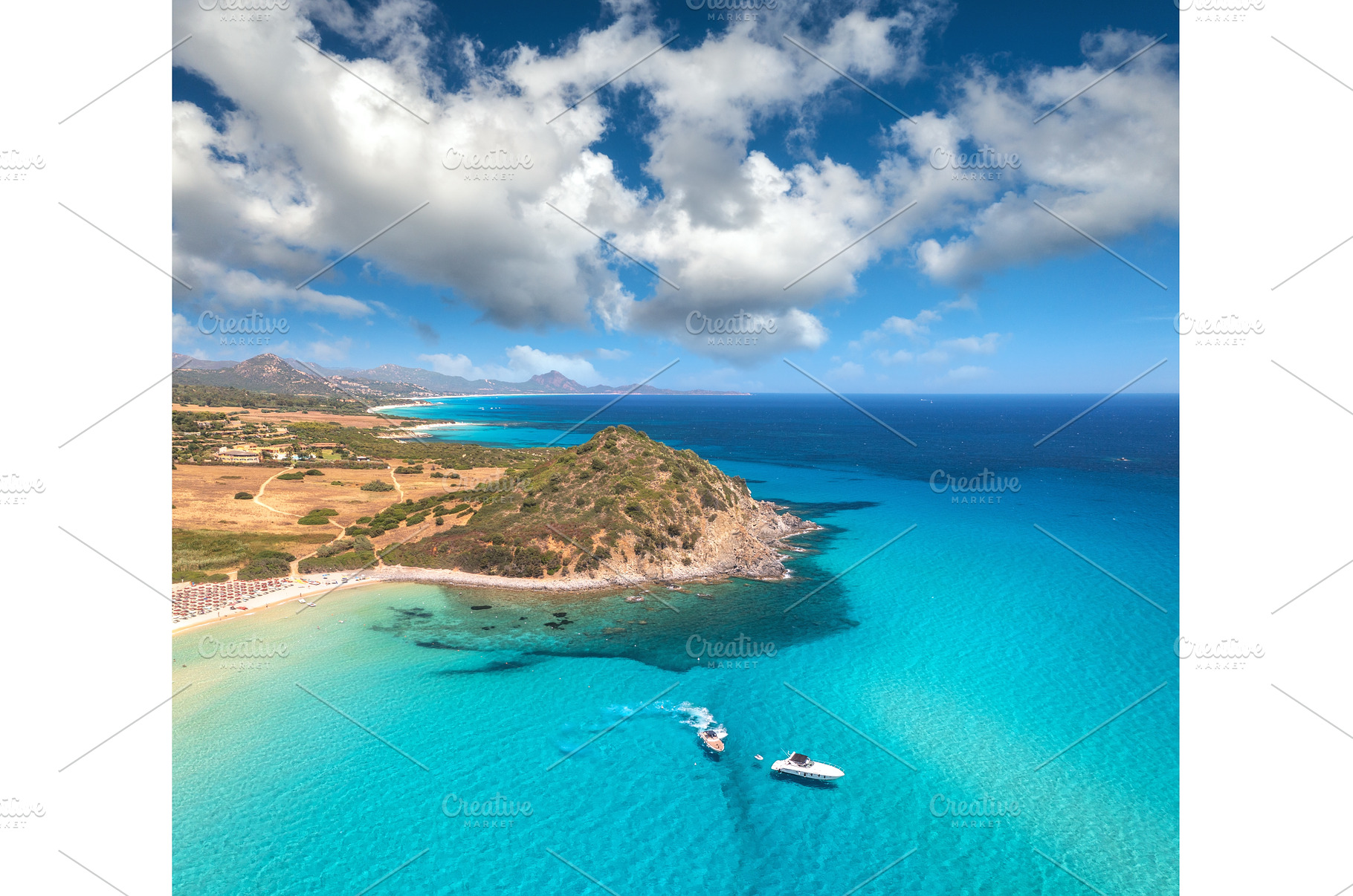Aerial view of luxury yachts on blue, a Nature Photo by den-belitsky