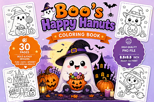 Boo’s Happy Haunts Coloring Book, a Seasonal Illustration by Design Zone