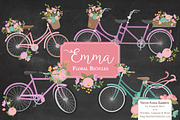 Garden Party Floral Bicycles Clipart, an Illustration by Amanda Ilkov (Thumbnail 2 of 5)
