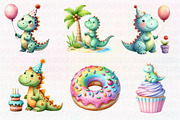 Cute Dinosaur Birthday Watercolor, an Illustration by CreationArt (Thumbnail 4 of 4)