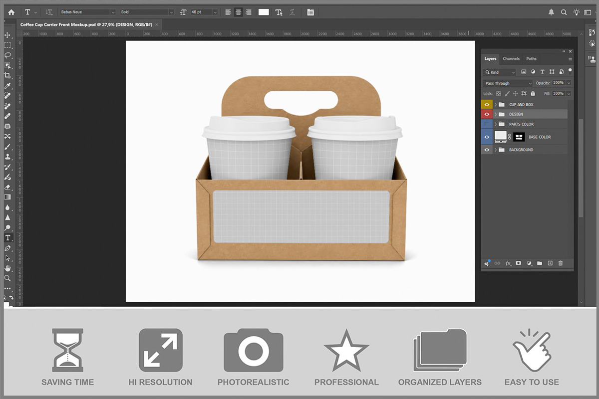 Coffee Cup Carrier Front PSD, a Cups & Container Mockup by Bruno's Shop (Photo 2 of 3)