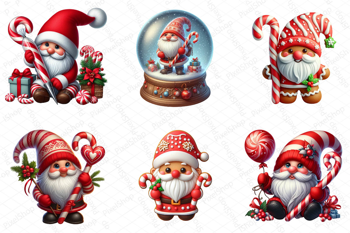 Christmas Candy Cane Icing Gnome, an Illustration by DreamPrint404 (Photo 3 of 4)