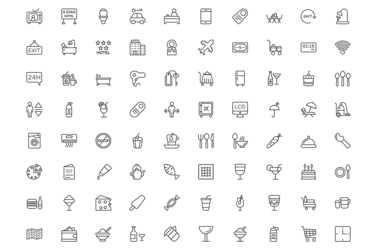 390 Hotel Line Icons, an Outline Icon by Vectors Market (Photo 2 of 6)
