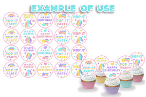 20 Pop It Cupcake Toppers Birthday