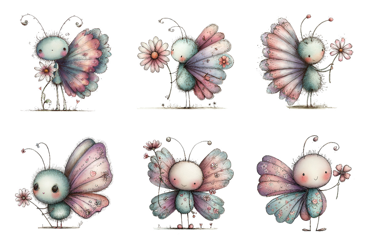Whimsical Spring Butterfly Clipart, an Illustration by SinaCreation (Photo 3 of 9)