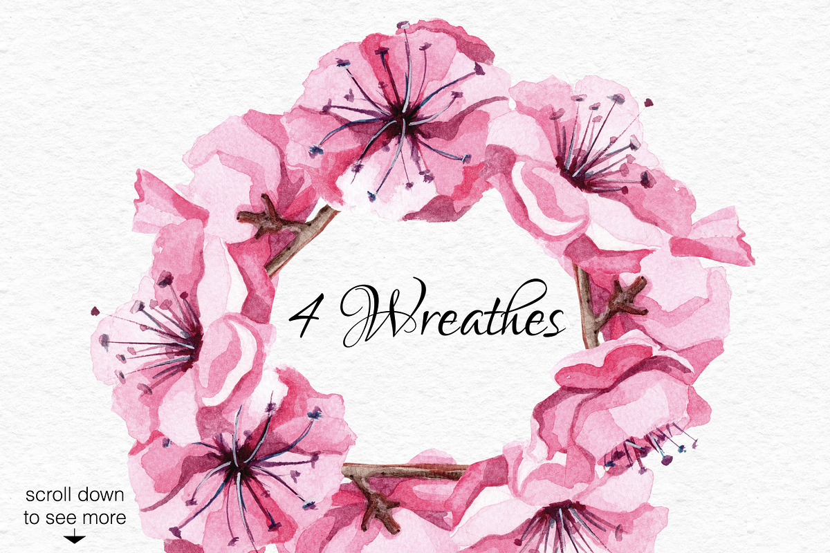 Watercolor Sakura blossom collection, an Object Graphic by Satika (Photo 3 of 9)