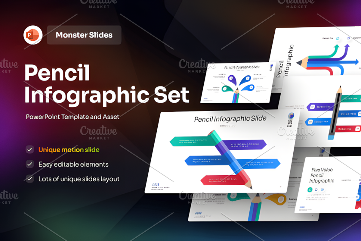 Pencil Infographic PowerPoint Templ, a Presentation Template by Ink Gallery (Photo 1 of 3)