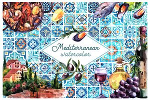 Watercolor mediterranean