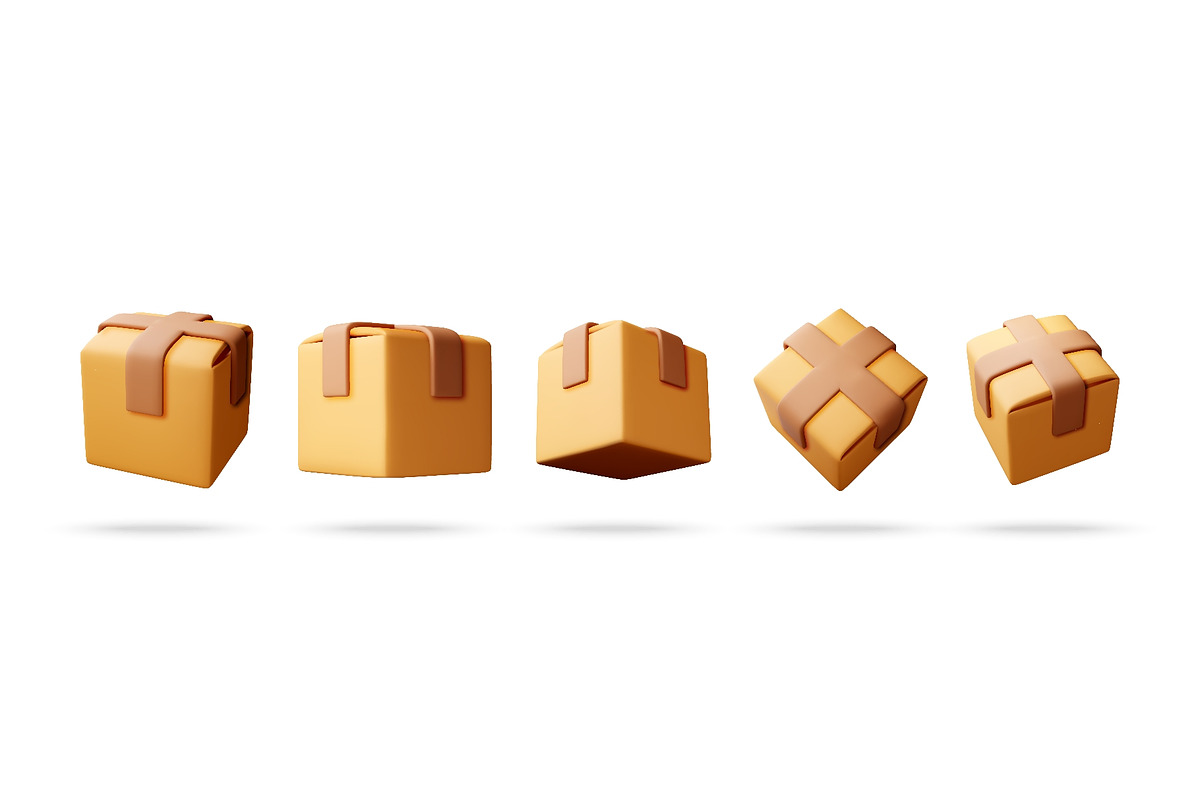 Five 3D rendered cartoonish yellow, an Object Illustration by Abscent (Photo 1 of 3)