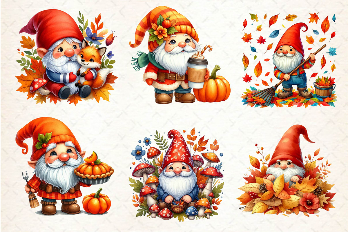 Autumn Gnomes Clipart, an Illustration by Dream Creation (Photo 5 of 6)