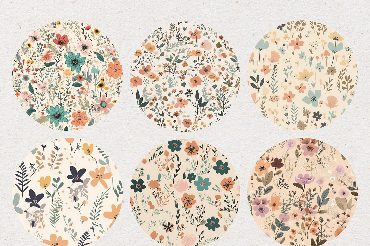 Cream Ditsy Flower Patterns Floral, a Pattern Graphic by Natural Planners (Photo 2 of 3)