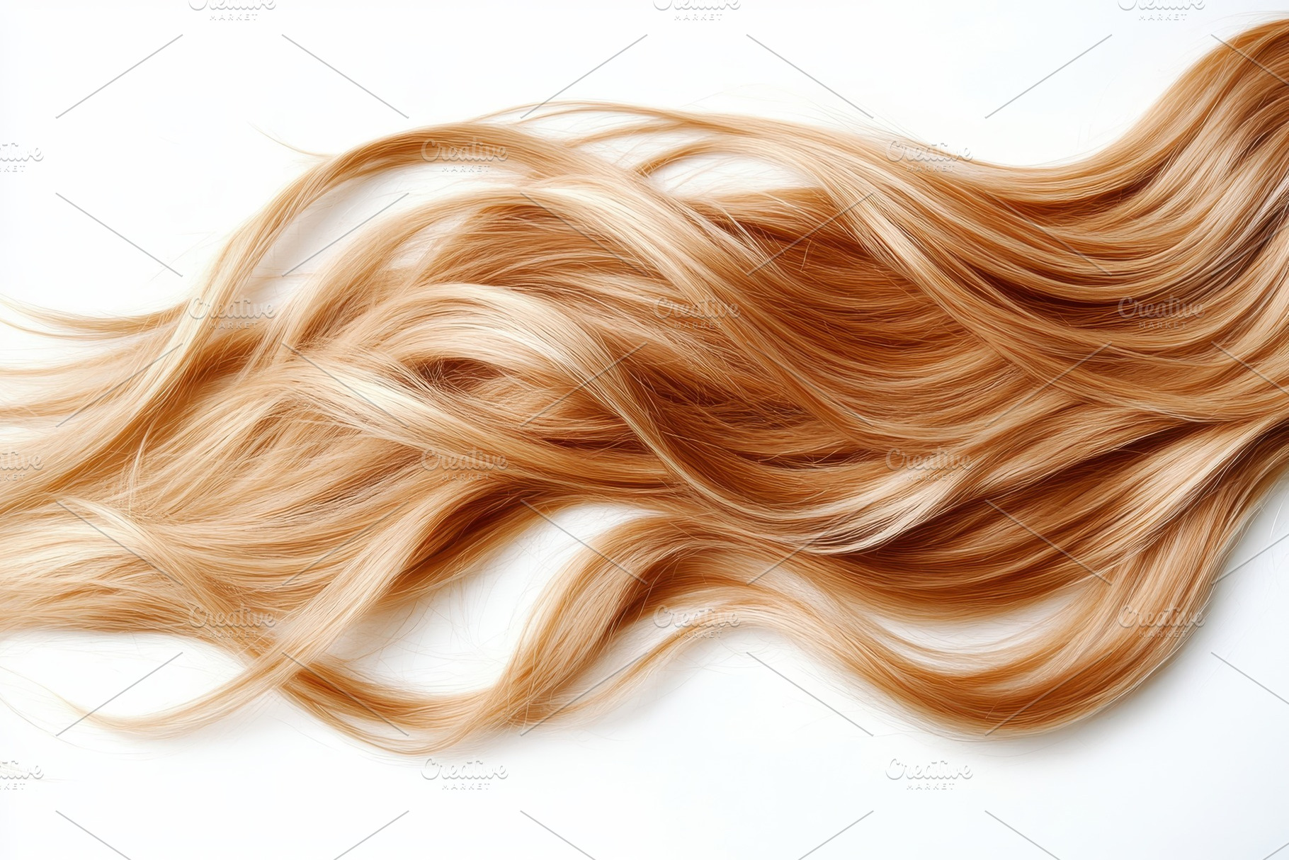Curly blonde hair cascading graceful, a Photo by Pavel_design