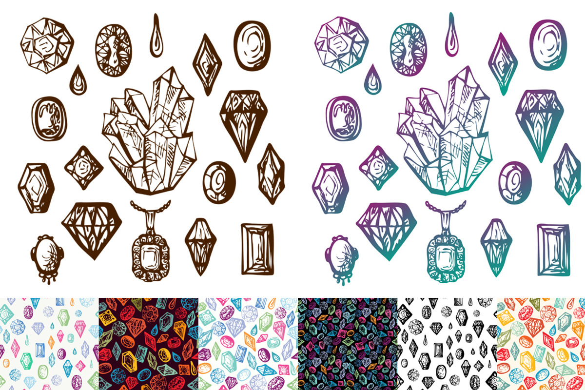 Gems Hand Drawn Vector Set, a Graphic by KsanasK.Art (Photo 2 of 2)