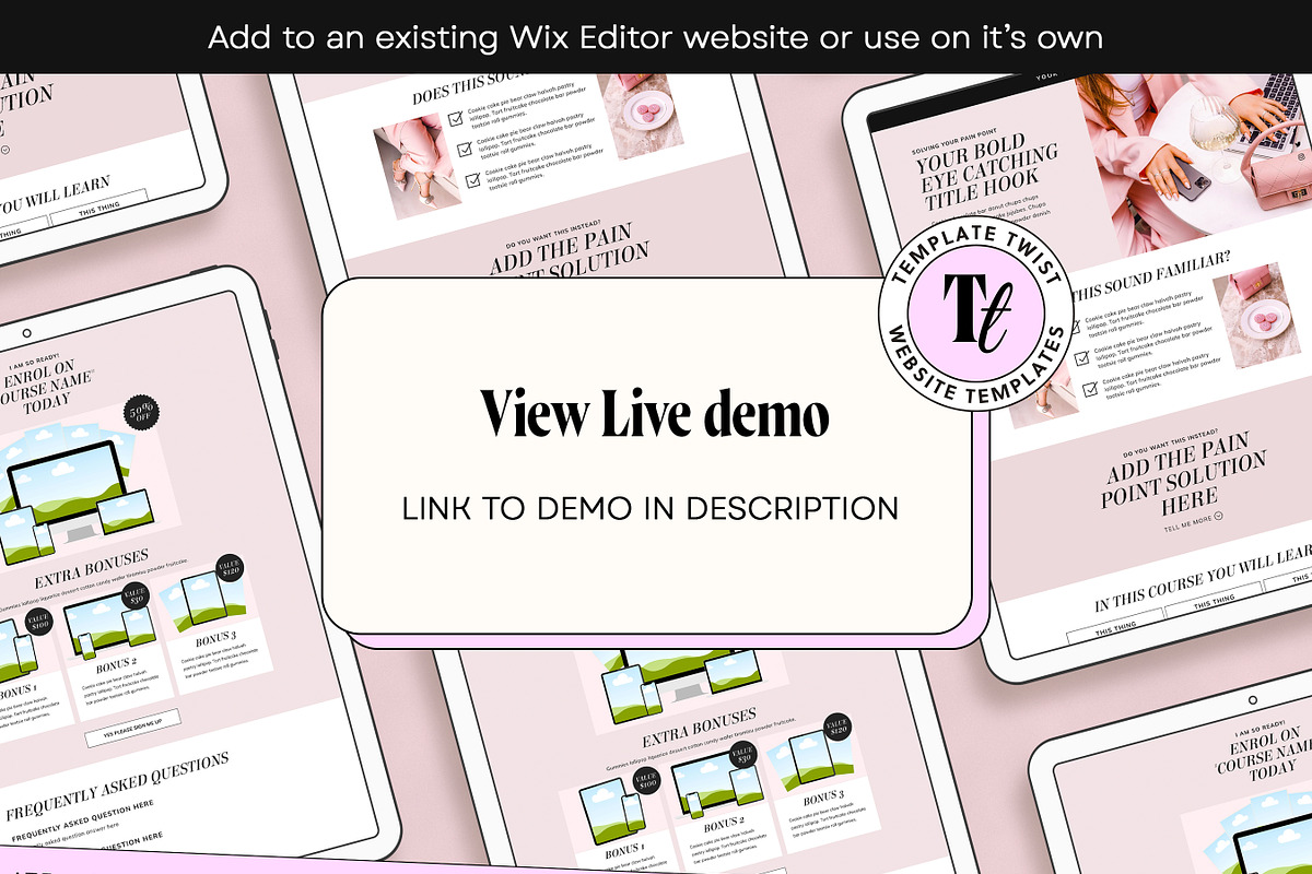 Pink Wix Editor Sales Page Template, a Wix Template by Template Twist Shop (Photo 3 of 10)