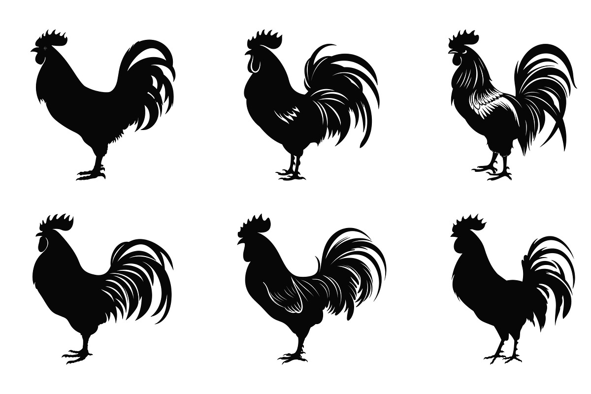 Rooster Black Silhouette Vector Set, an Animal Illustration by Gfx Expert Team (Photo 3 of 3)