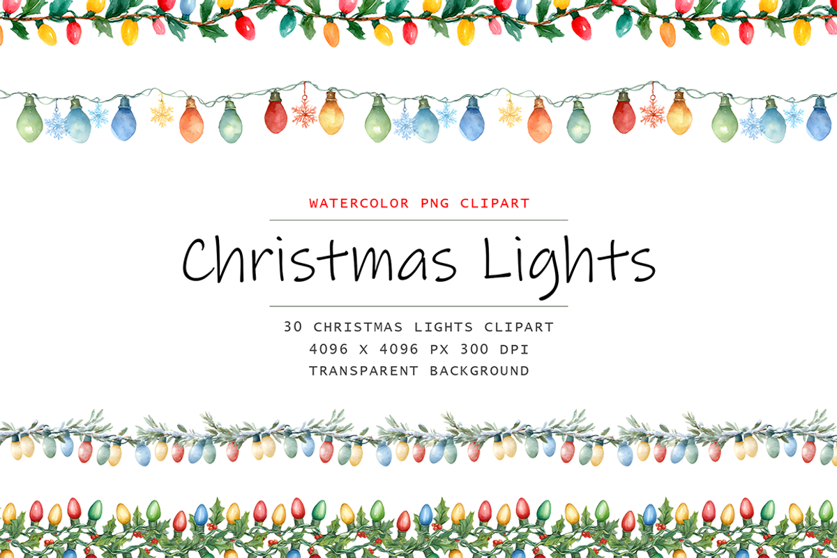 Christmas Lights Border Clipart, a Decorative Illustration by stickermadness (Photo 1 of 3)