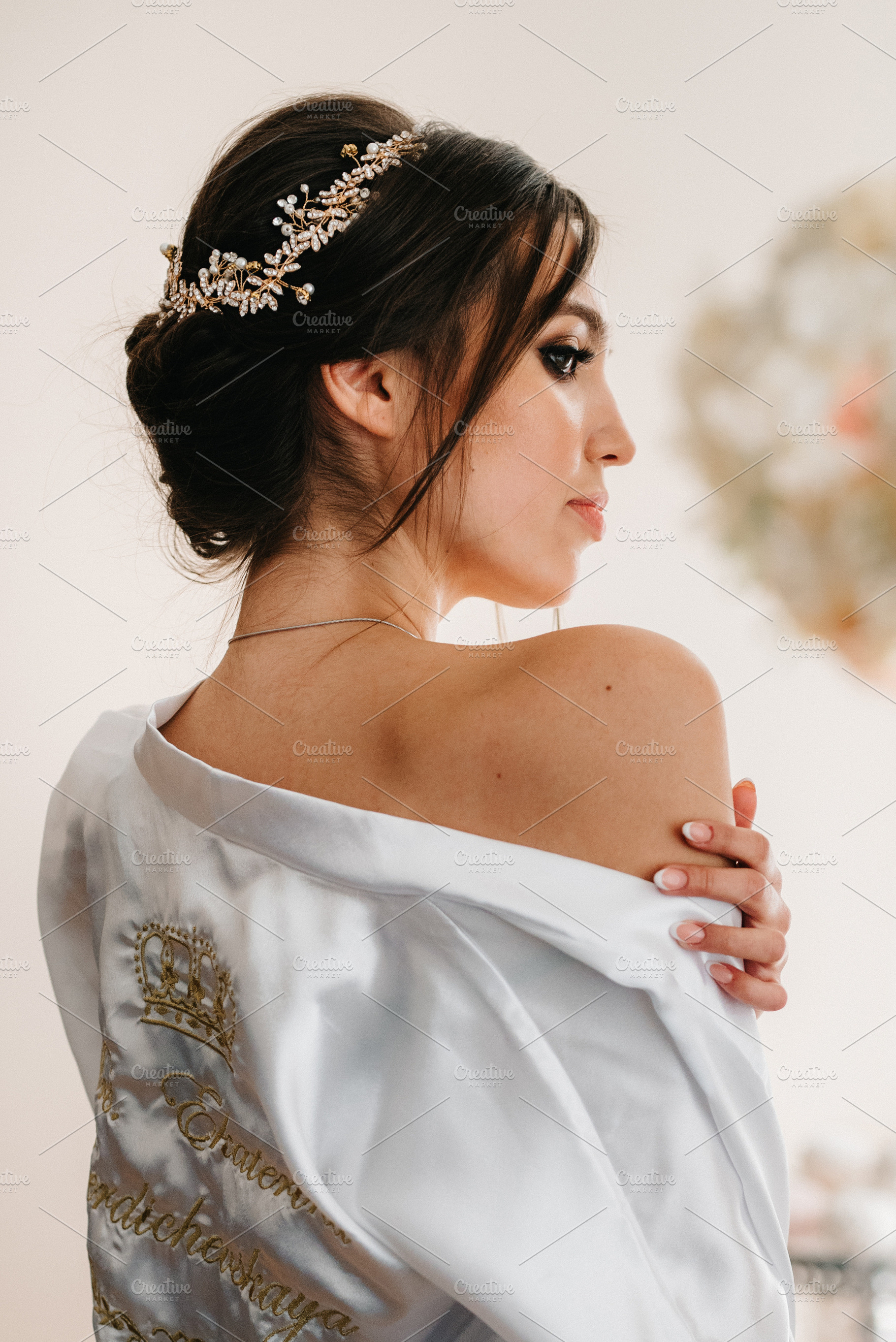 bride young girl in lingerie in the morning in the room, a Person Photo by Weddings, People, Travel