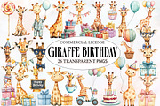 Giraffe Birthday Watercolor Clipart, an Illustration by Designworld (Thumbnail 1 of 5)