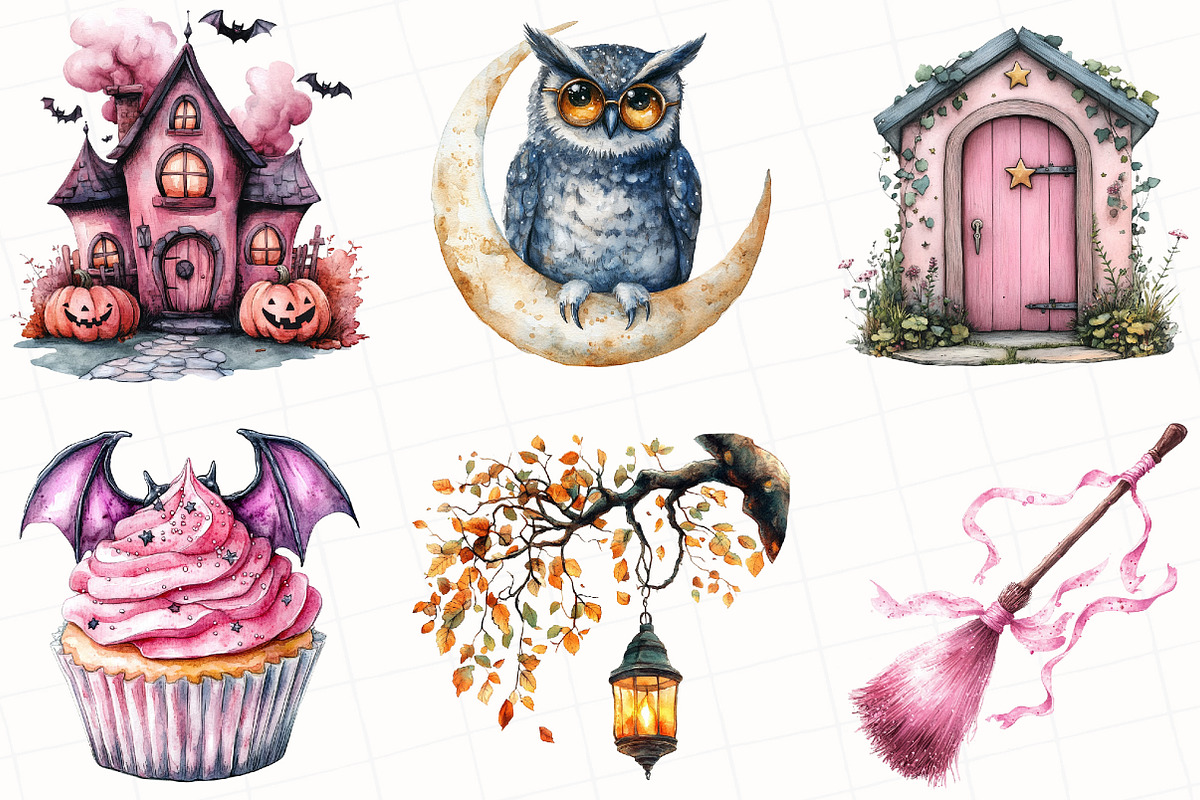 Cute Witchy Autumn Clipart, an Illustration by OK Design (Photo 2 of 5)