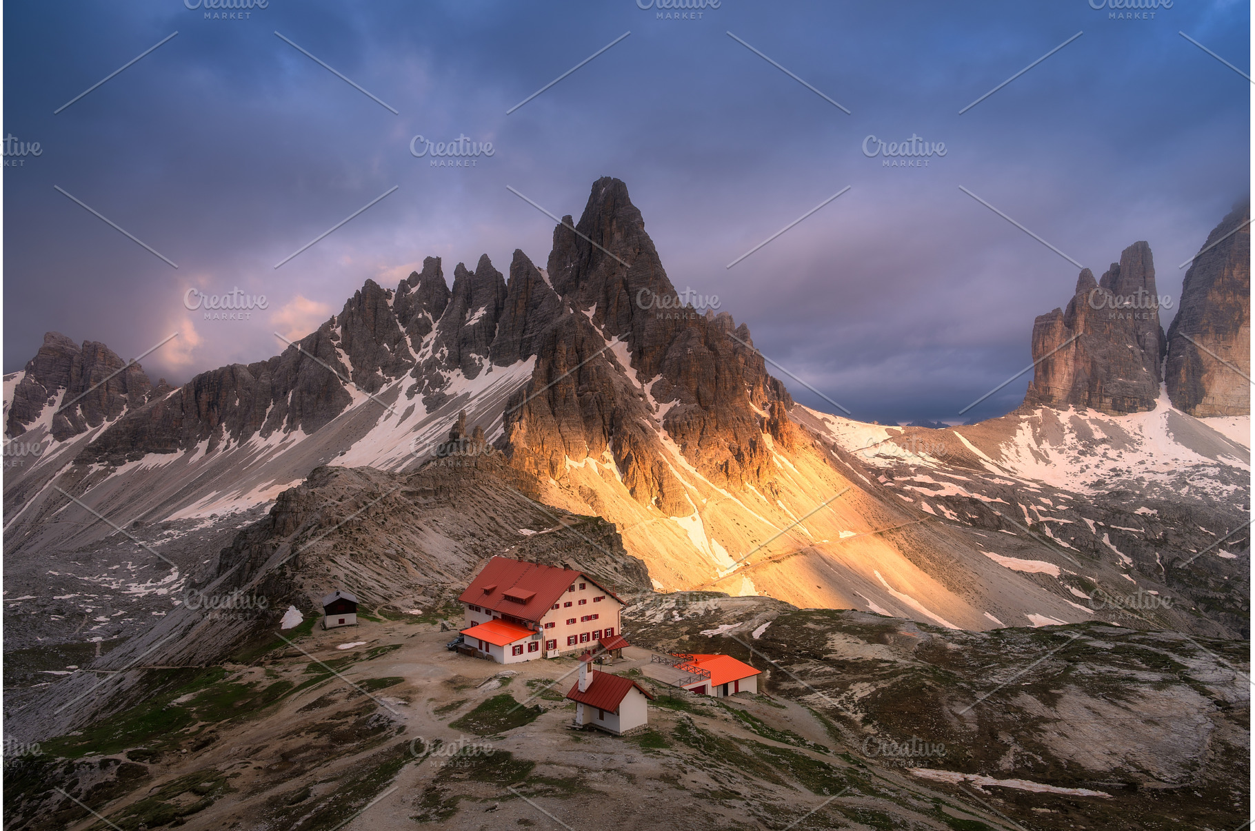 Aerial view of mountains, house and, a Nature Photo by den-belitsky