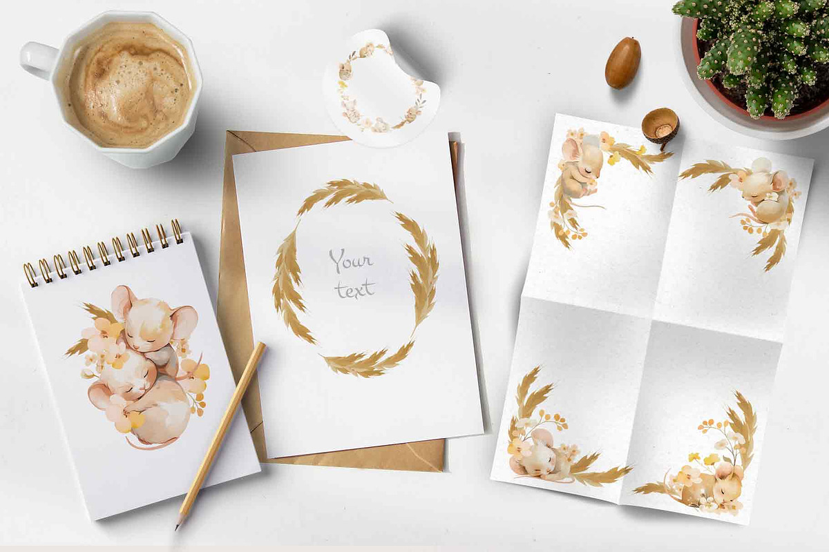 Sleeping mice graphic collection, a Decorative Illustration by PinskaDrawCute (Photo 9 of 11)