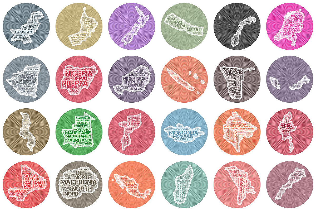 Retro Circular World Countries, an Object Illustration by Eugene Ga (Photo 1 of 7)