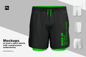 Mens shorts with compression underwe