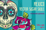 Vector Sugar Skull with roses, a Pattern Graphic by Shusha Guna Art (Thumbnail 1 of 8)