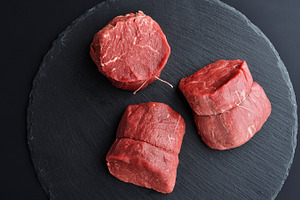 Fresh raw tenderloin beef steaks stock photo containing beef and prime