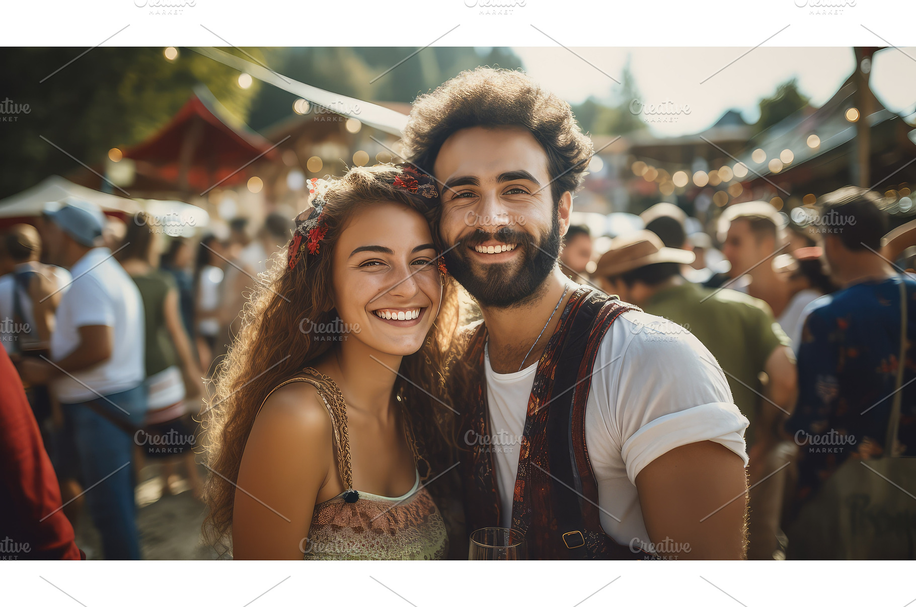 festival couple drinking beer ai, a Food & Drink Photo by pikepicture