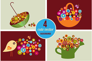 Cute vector spring cards, vector