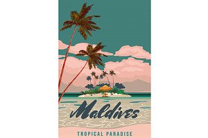 Maldives Travel Poster Tropical