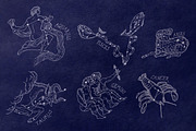Zodiac Constellations set & Pattern, an Illustration by ZiziMarket (Thumbnail 2 of 4)