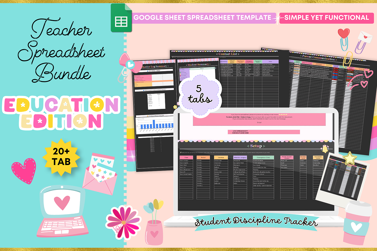Teacher Spreadsheet Bundle, a Stationery Template by bellaROSEworkshop (Photo 3 of 5)