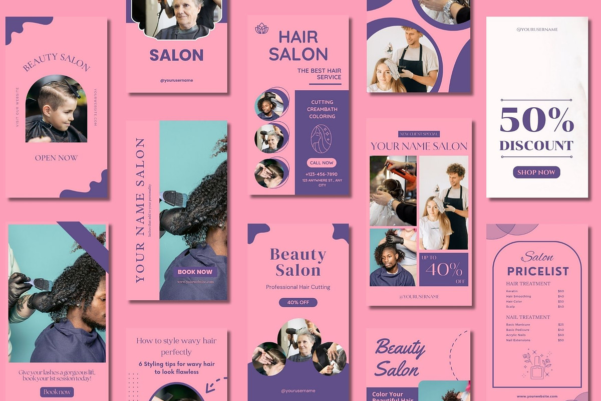 Hair Salon Story Canva Templates, a Templates & Theme by BoontenStudio (Photo 3 of 8)