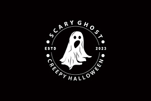 Spooky Ghost Logo Simple Halloween, a Branding & Logo Template by Maylianaw28