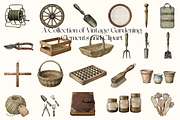 Vintage Gardening Elements Clipart, a Decorative Illustration by youtoview (Thumbnail 4 of 13)