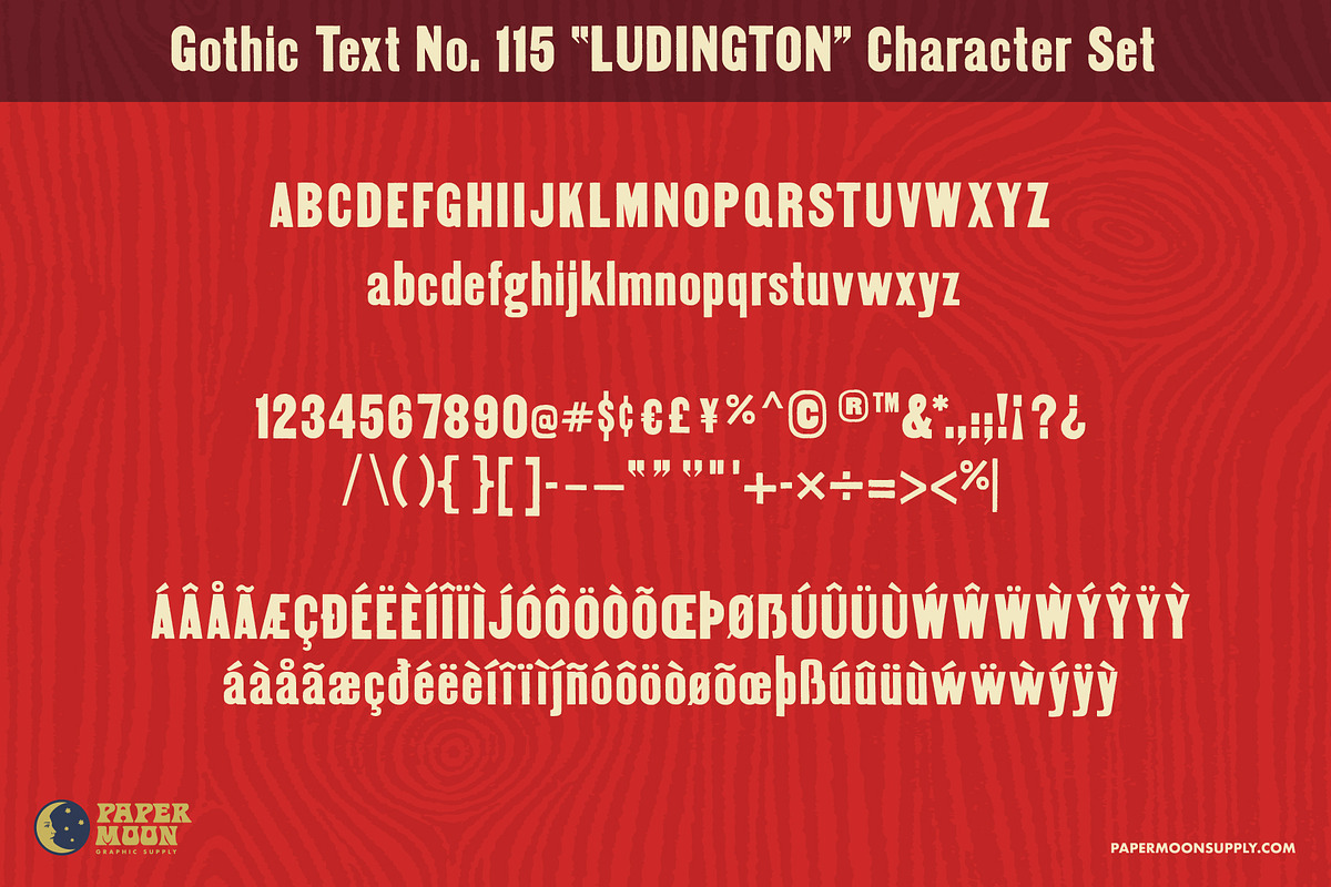 Ludington Vintage Letterpress Font, a Sans Serif Font by Paper Moon Graphic Supply (Photo 4 of 9)