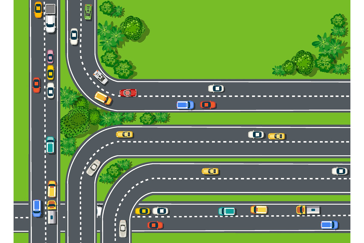 Road top view with highways many, a Transportation Illustration by AlexZeL (Photo 1 of 3)
