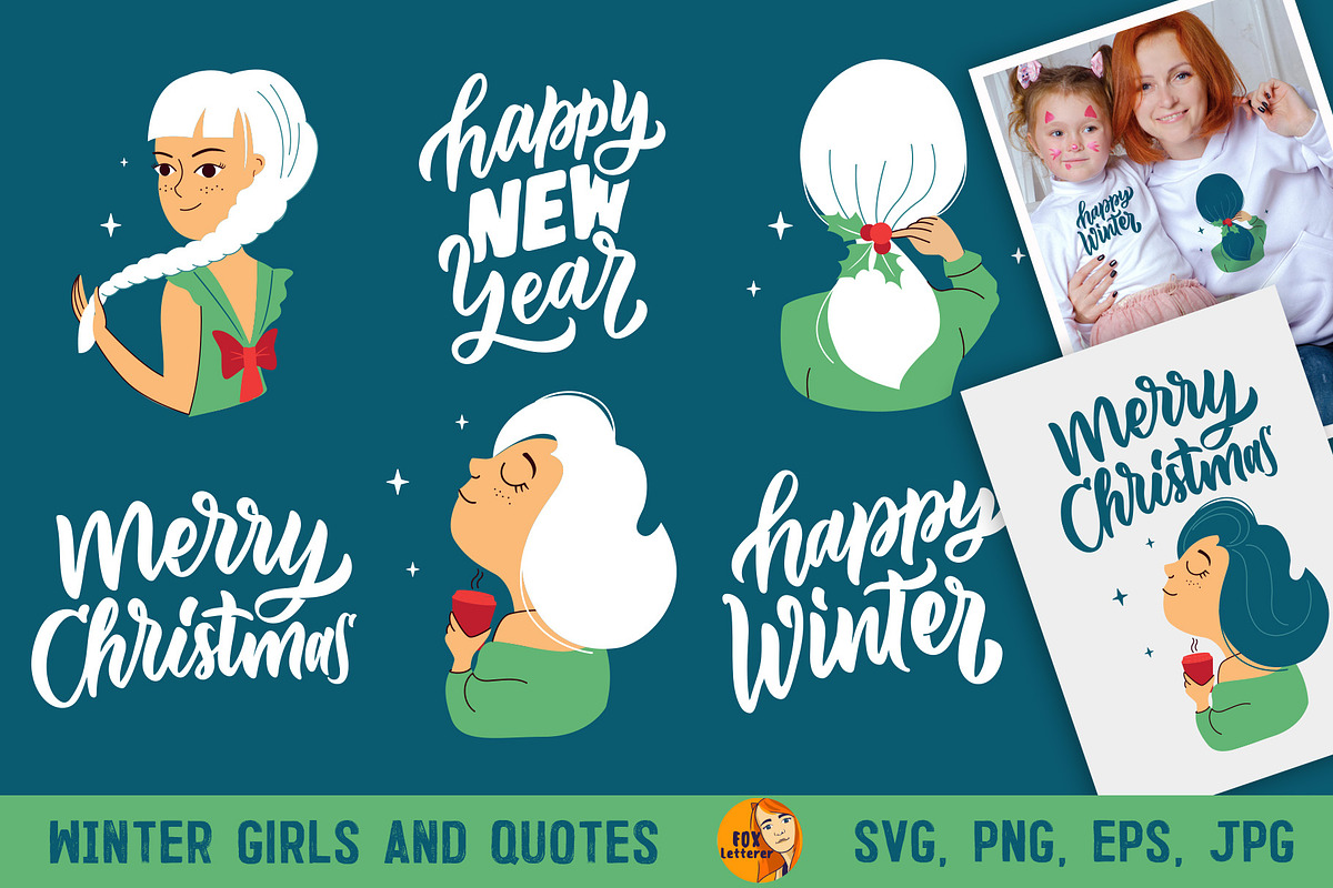 Cute Christmas Bundle, an Animal Illustration by Lettering_Logo (Photo 8 of 11)