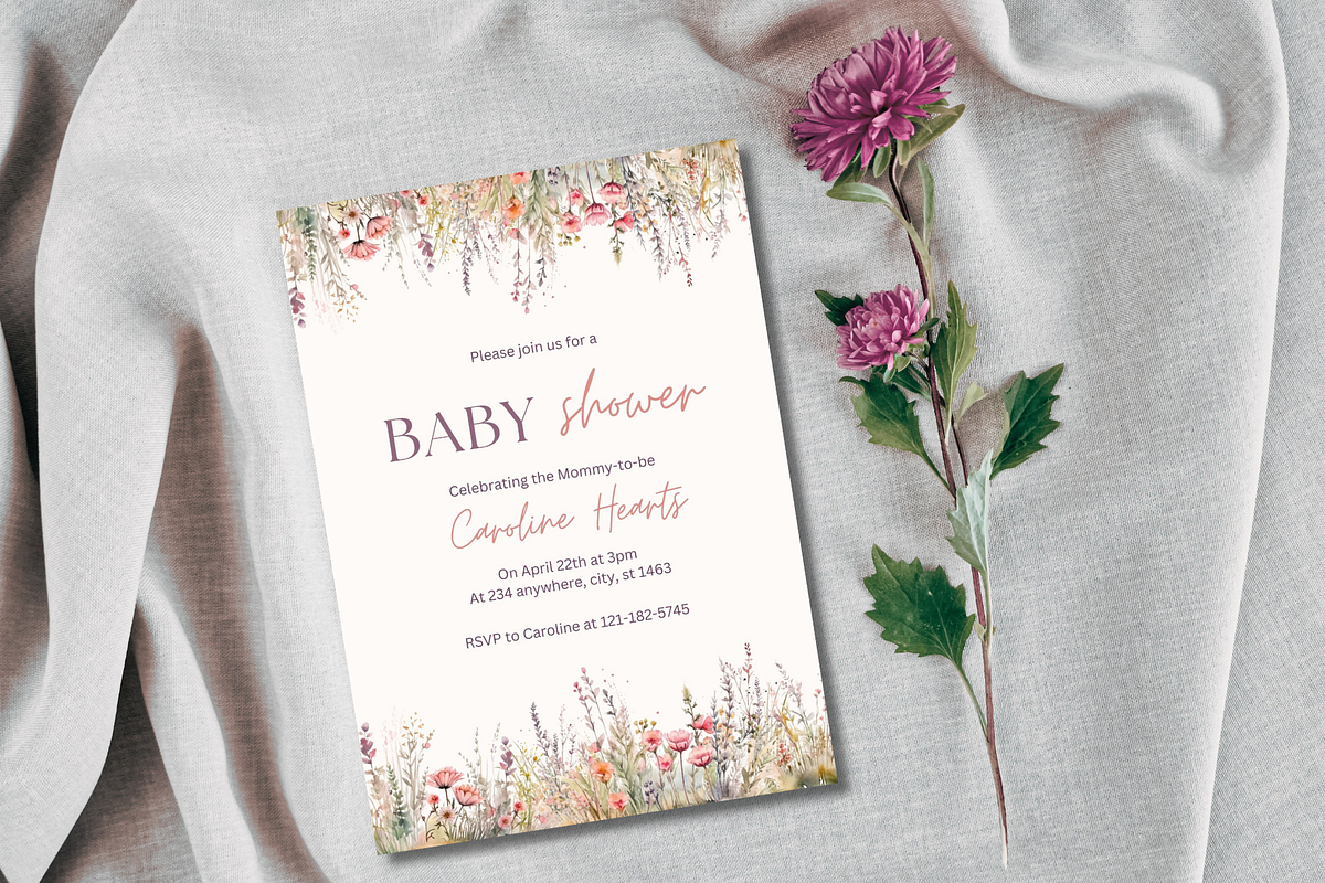 Baby Shower Invitation Template, an Invitation Template by SimoDigitalArt (Photo 8 of 10)